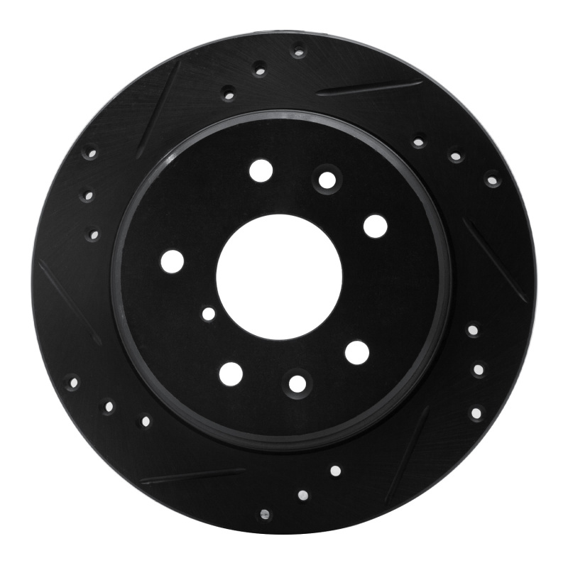 Picture of R1 86-91 Mazda RX-7 Rear Left Drilled & Slotted Black Brake Rotor