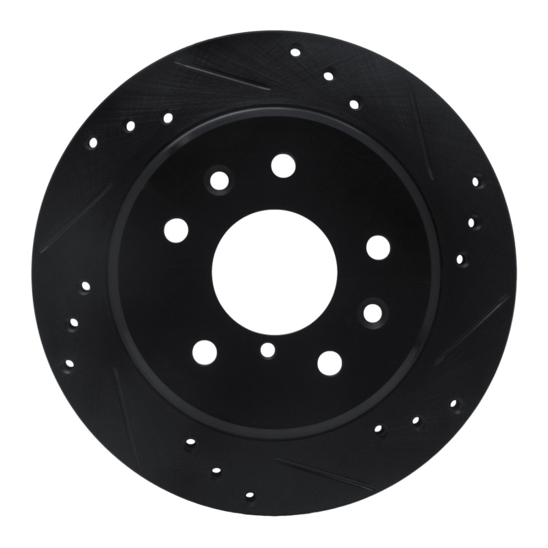 Picture of R1 86-91 Mazda RX-7 Rear Right Drilled & Slotted Black Brake Rotor