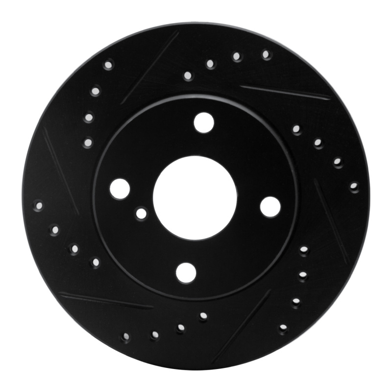 Picture of R1 90-93 Mazda Miata Front Left Drilled & Slotted Black Brake Rotor