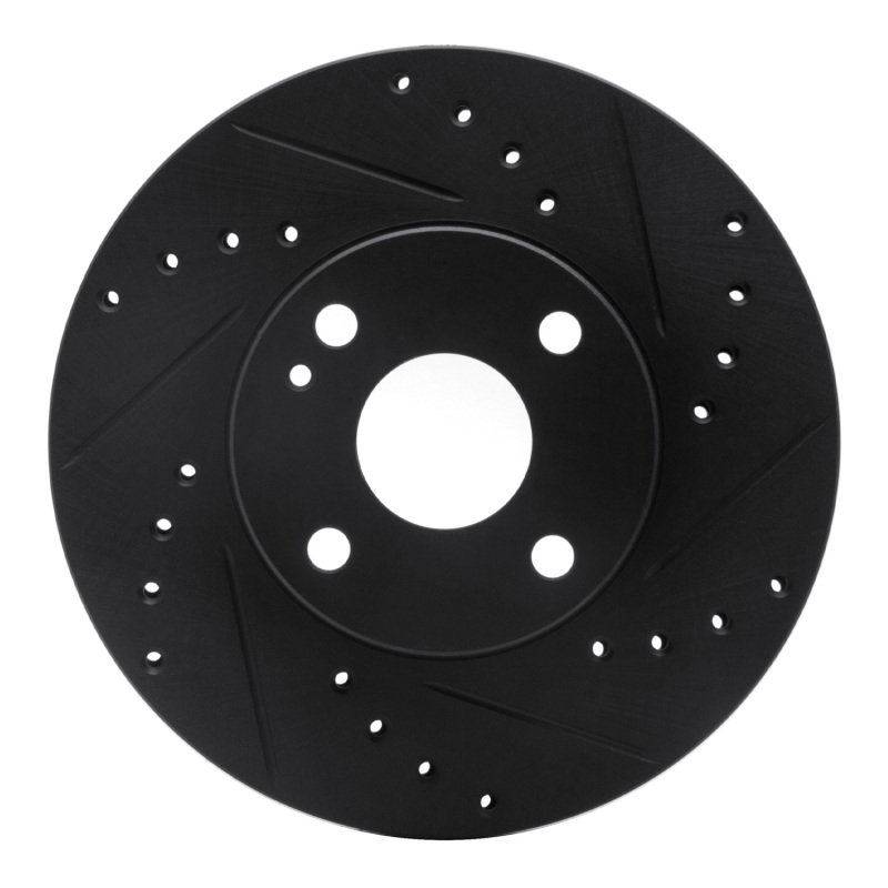 Picture of R1 94-02 Mazda Miata Front Right Drilled & Slotted Black Brake Rotor