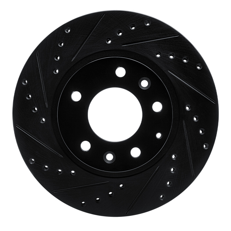 Picture of R1 93-95 Mazda RX-7 Front Left Drilled & Slotted Black Brake Rotor