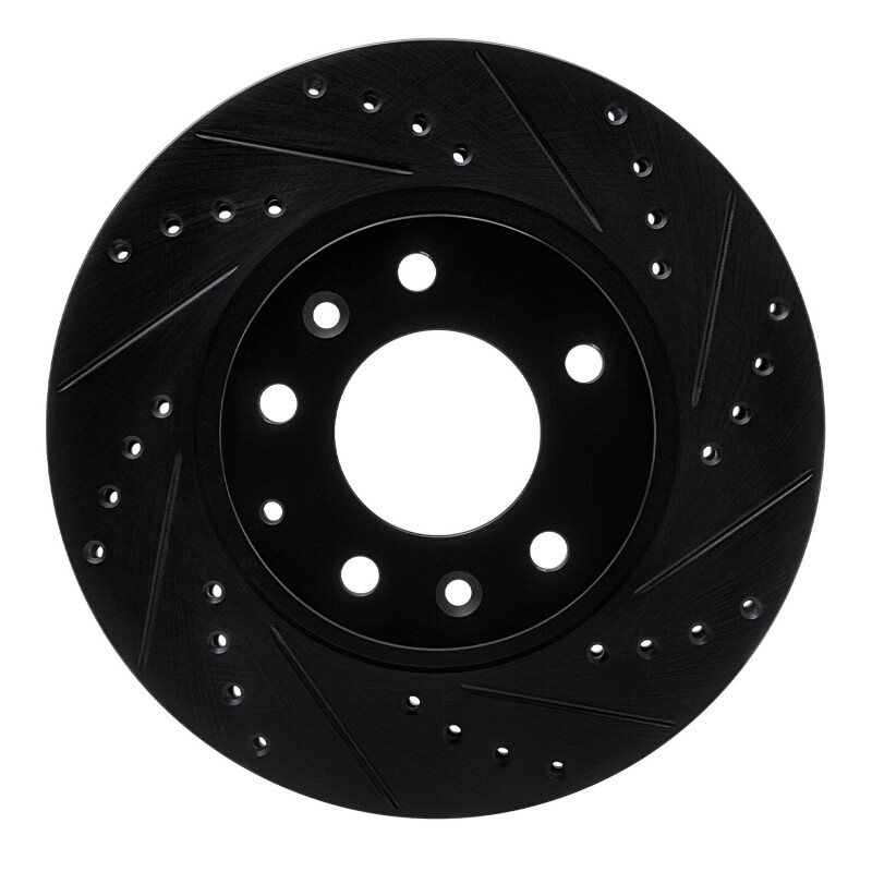 Picture of R1 93-95 Mazda RX-7 Front Right Drilled & Slotted Black Brake Rotor
