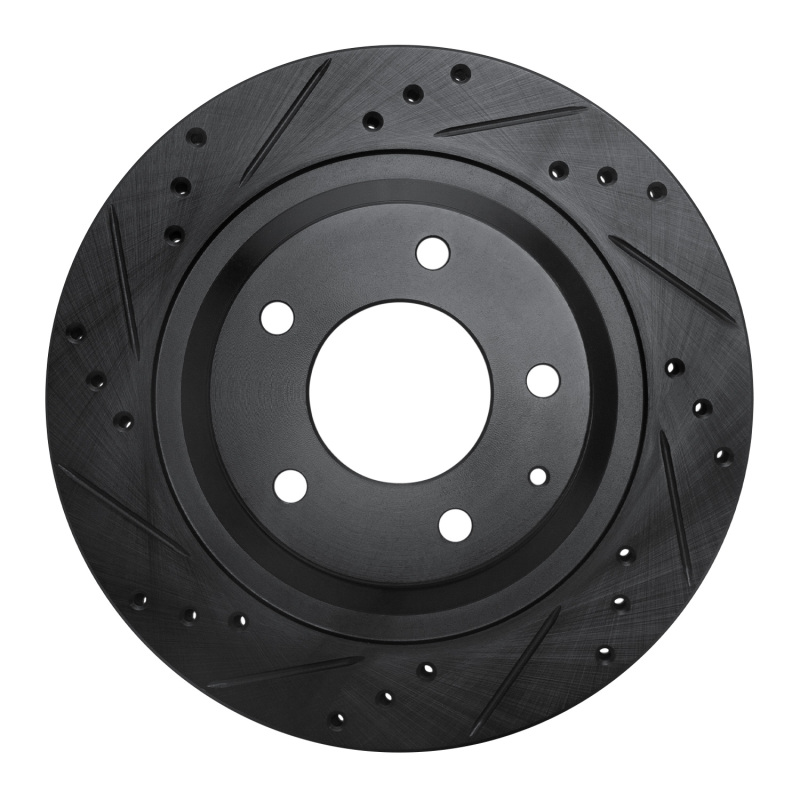 Picture of R1 93-95 Mazda RX-7 Rear Left Drilled & Slotted Black Brake Rotor
