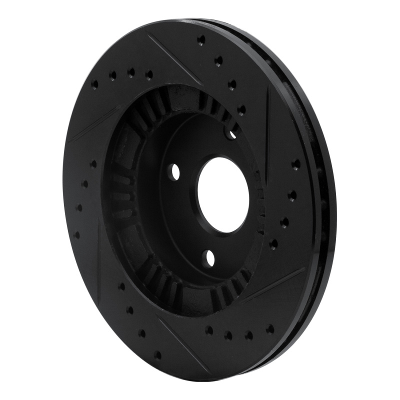 Picture of R1 99-03 Mazda Protege Front Left Drilled & Slotted Black Brake Rotor