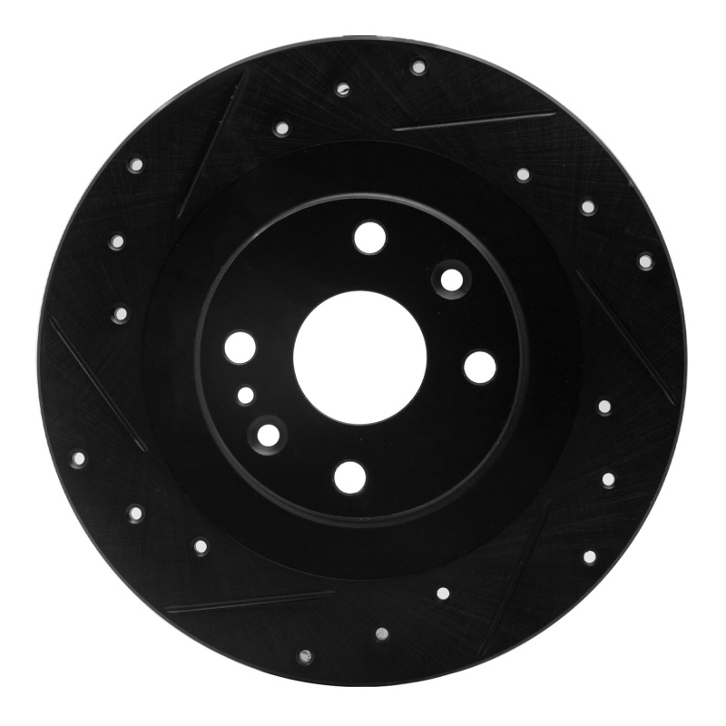 Picture of R1 01-05 Mazda Miata Rear Left Drilled & Slotted Black Brake Rotor