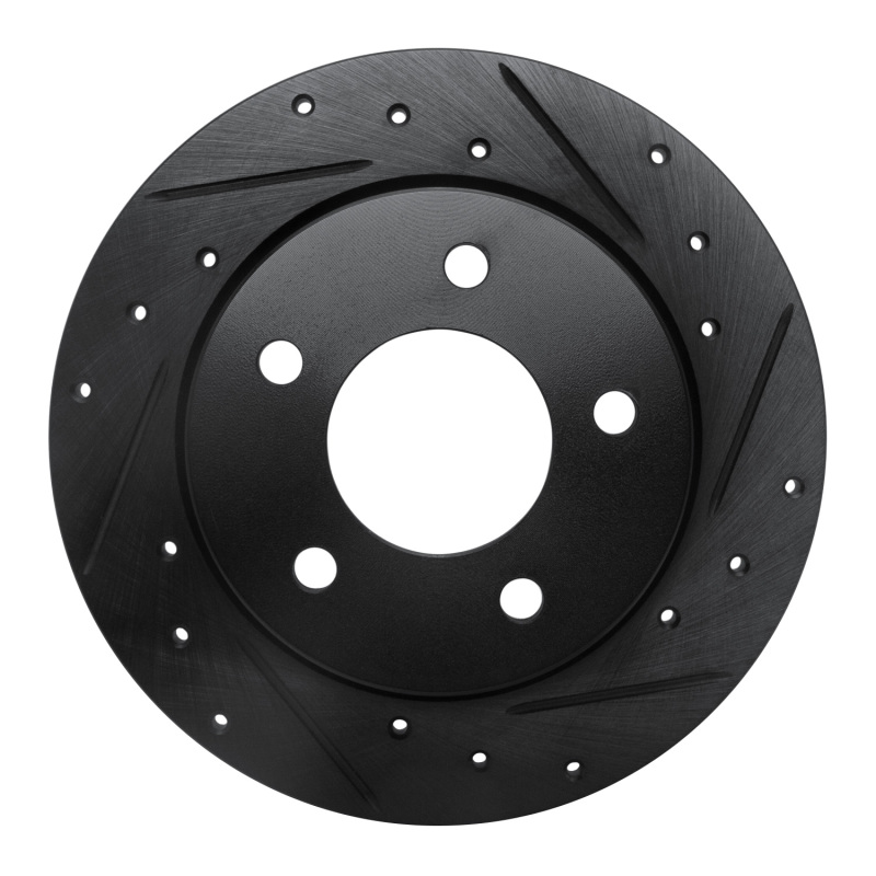 Picture of R1 04-13 Mazda 3 Rear Right Drilled & Slotted Black Brake Rotor