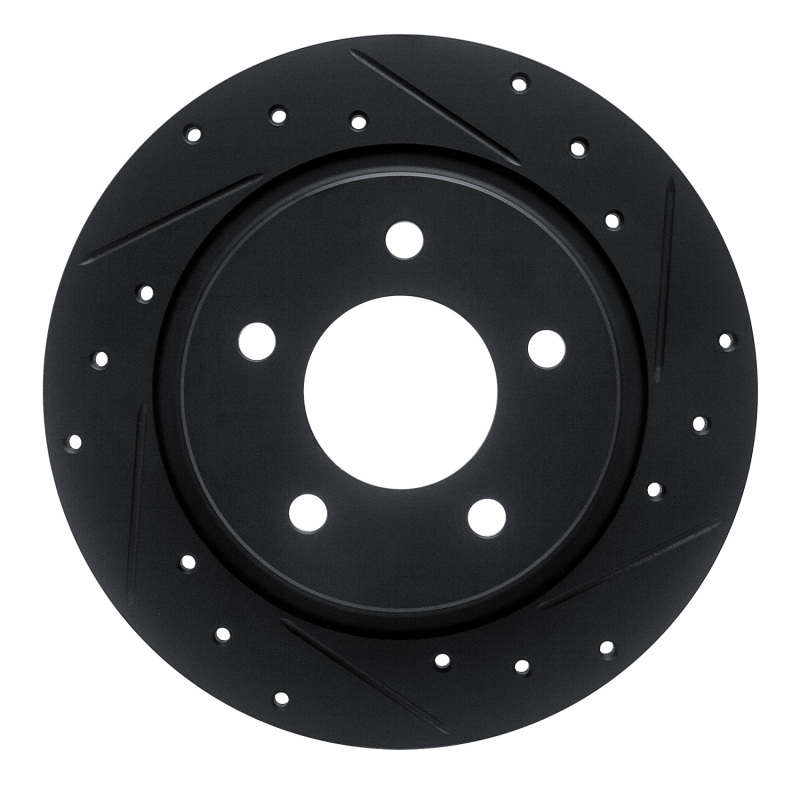 Picture of R1 04-13 Mazda 3 Rear Right Drilled & Slotted Black Brake Rotor