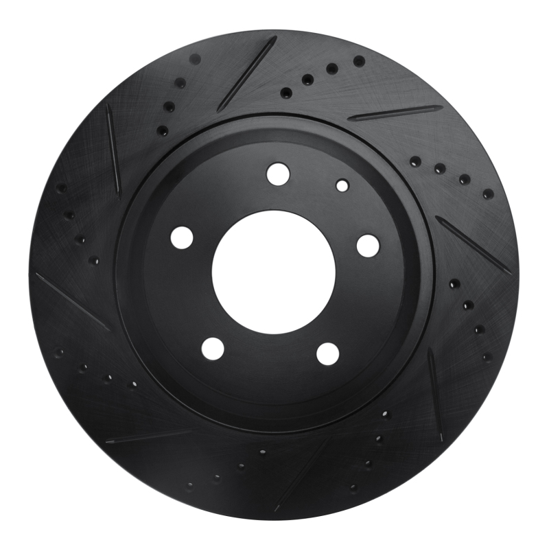 Picture of R1 04-11 Mazda RX-8 Rear Left Drilled & Slotted Black Brake Rotor