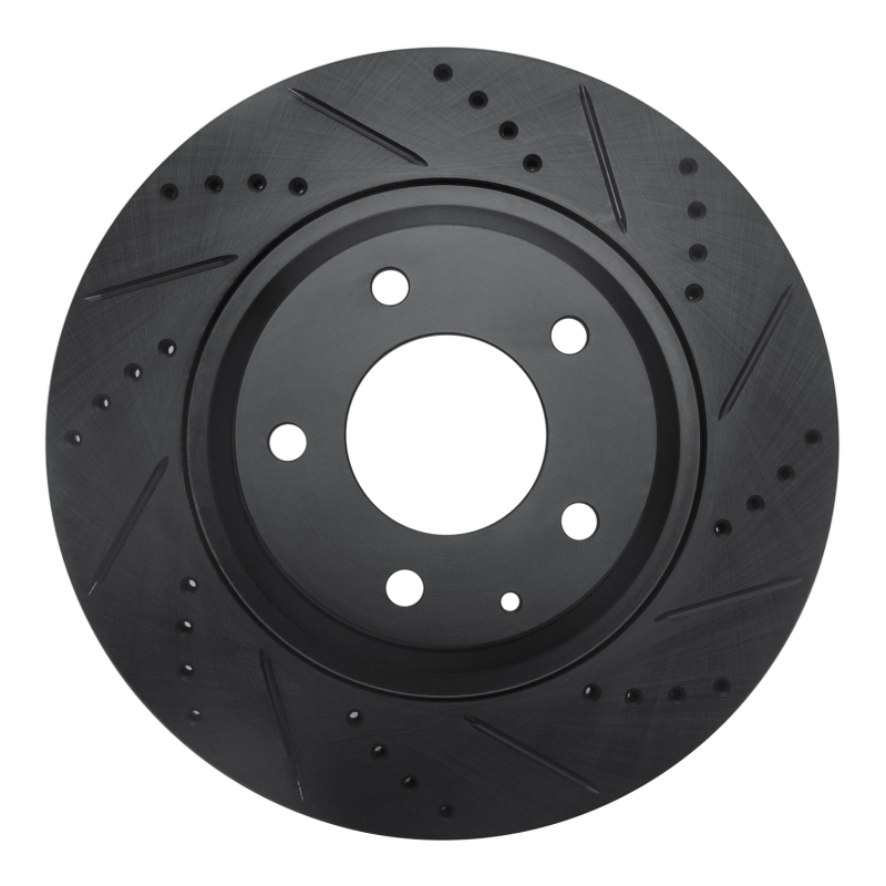 Picture of R1 04-11 Mazda RX-8 Rear Right Drilled & Slotted Black Brake Rotor