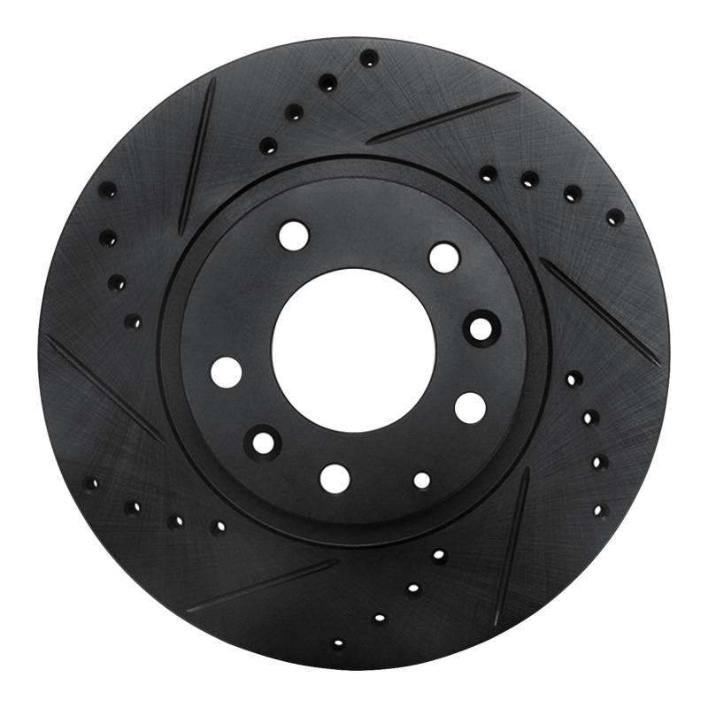 Picture of R1 06-15 Mazda MX-5 Miata Front Left Drilled & Slotted Black Brake Rotor