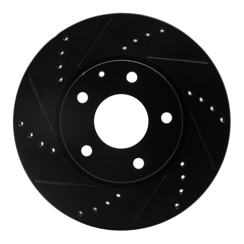 Picture of R1 14-24 Mazda 3 Front Left Drilled & Slotted Black Brake Rotor