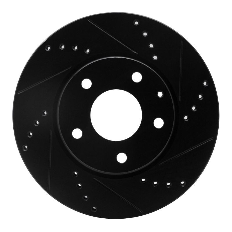 Picture of R1 14-24 Mazda CX-3 Front Right Drilled & Slotted Black Brake Rotor
