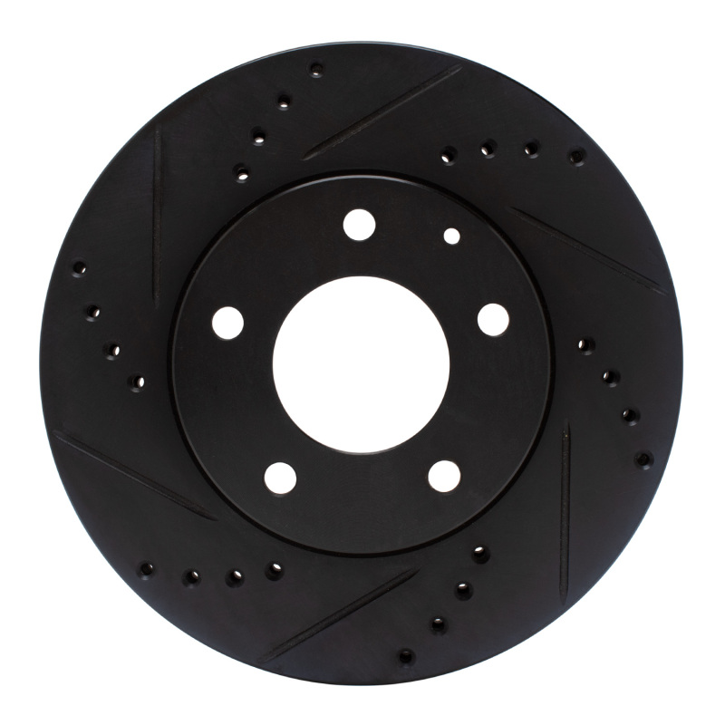 Picture of R1 95-06 Mazda Millenia Front Left Drilled & Slotted Black Brake Rotor