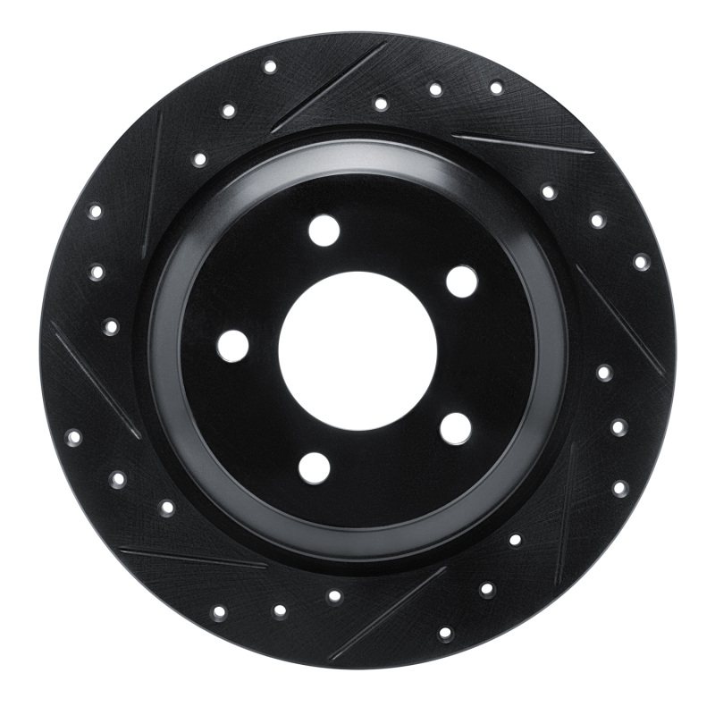 Picture of R1 06-15 Mazda 5 Rear Left Drilled & Slotted Black Brake Rotor