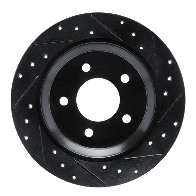 Picture of R1 06-15 Mazda 5 Rear Right Drilled & Slotted Black Brake Rotor