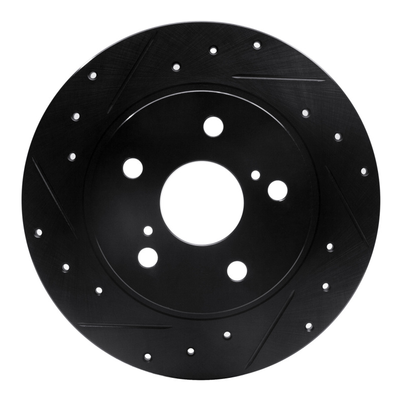 Picture of R1 11-16 Scion TC Rear Left Drilled & Slotted Black Brake Rotor