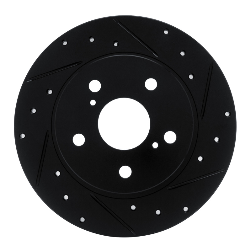 Picture of R1 11-16 Scion TC Rear Right Drilled & Slotted Black Brake Rotor