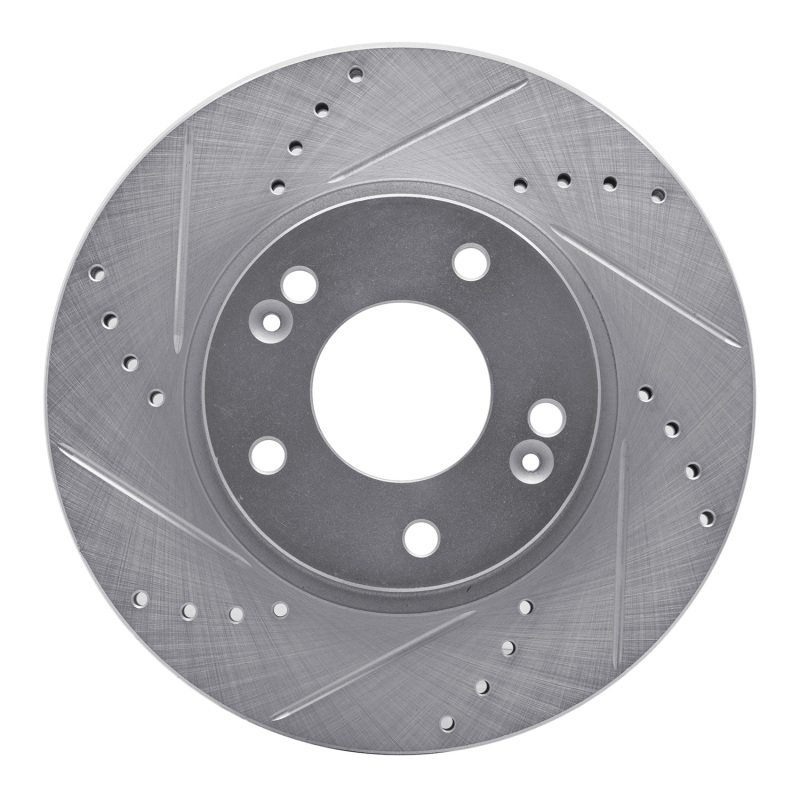 Picture of R1 11-25 Hyundai Veloster Front Left Drilled & Slotted Silver Brake Rotor