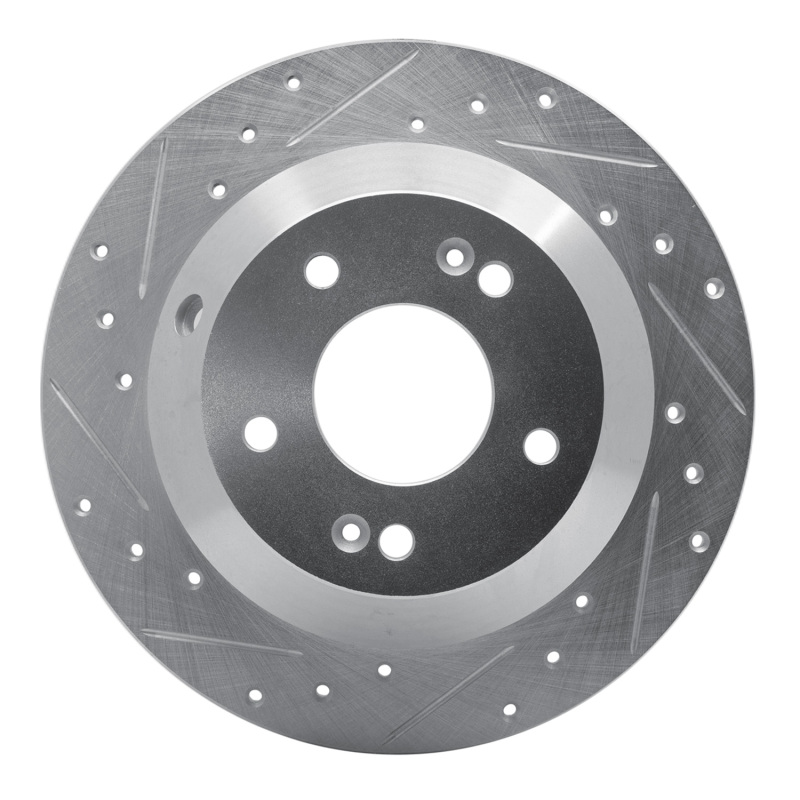Picture of R1 10-21 Hyundai Santa Fe Rear Left Drilled & Slotted Silver Brake Rotor