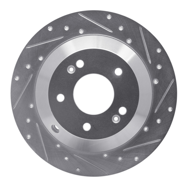 Picture of R1 10-21 Hyundai Santa Fe Rear Right Drilled & Slotted Silver Brake Rotor