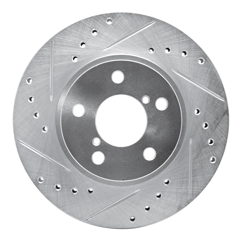 Picture of R1 90-01 Subaru Impreza Front Left Drilled & Slotted Silver Brake Rotor