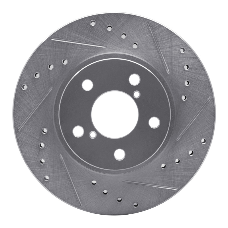 Picture of R1 90-01 Subaru Legacy Front Right Drilled & Slotted Silver Brake Rotor