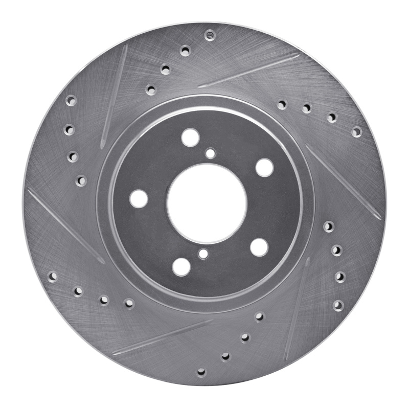 Picture of R1 90-16 Saab 9-2X Front Left Drilled & Slotted Silver Brake Rotor
