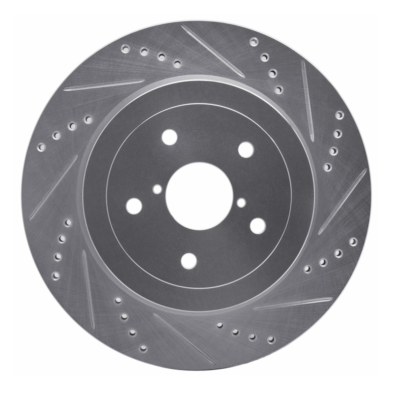 Picture of R1 05-07 Subaru Impreza Rear Right Drilled & Slotted Silver Brake Rotor