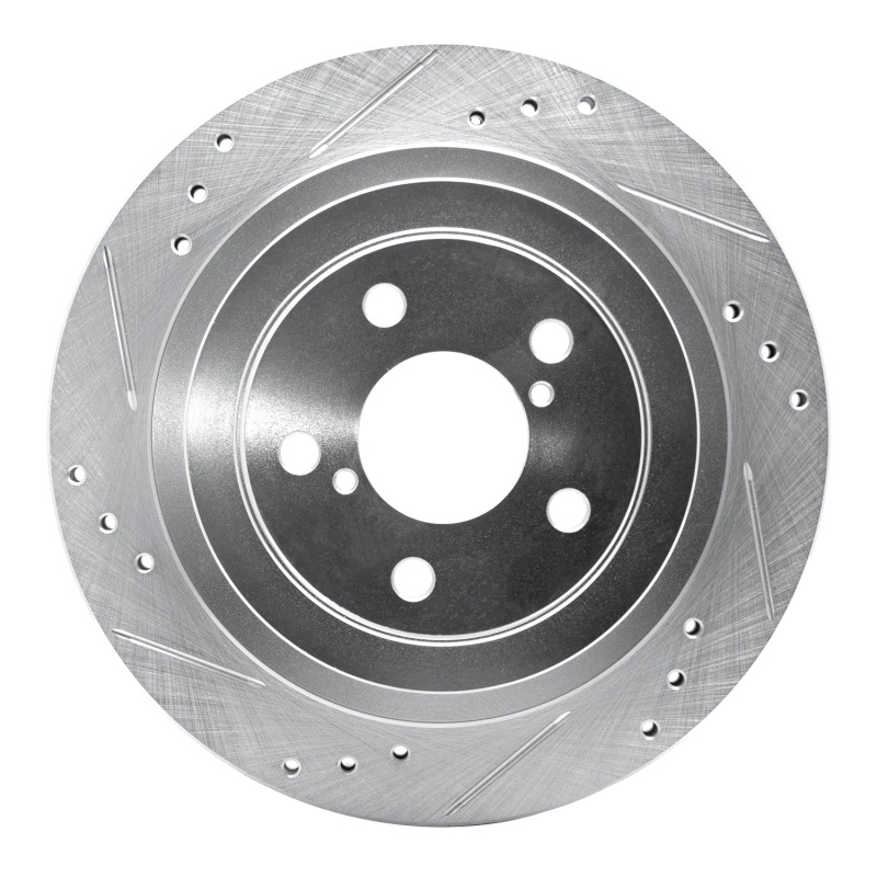 Picture of R1 05-09 Subaru Impreza Rear Left Drilled & Slotted Silver Brake Rotor