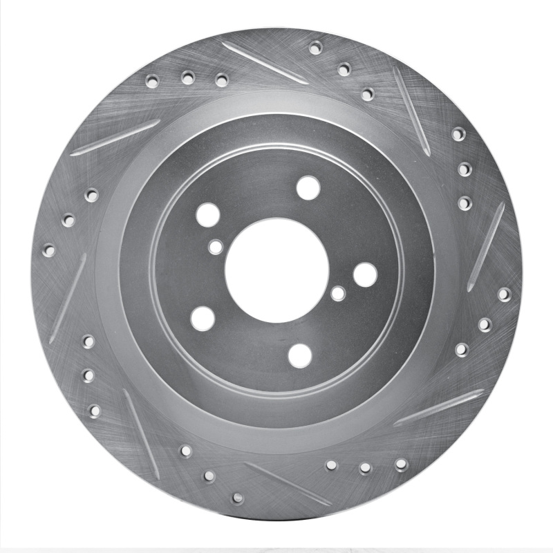 Picture of R1 05-09 Subaru Impreza Rear Right Drilled & Slotted Silver Brake Rotor