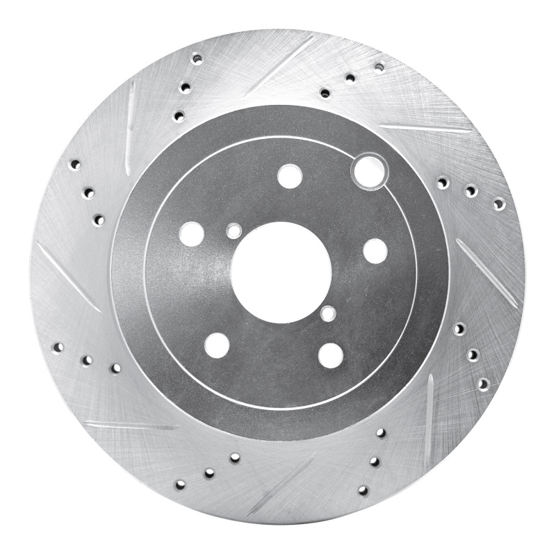 Picture of R1 08-20 Subaru Impreza Rear Left Drilled & Slotted Silver Brake Rotor