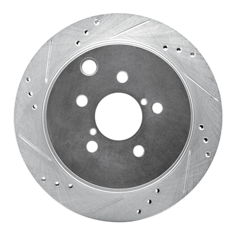 Picture of R1 14-18 Subaru Forester Rear Left Drilled & Slotted Silver Brake Rotor