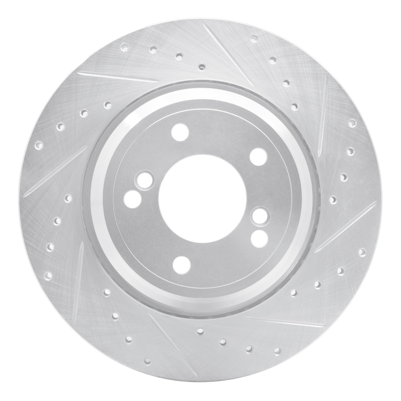 Picture of R1 00-06 BMW M5 Rear Right Drilled & Slotted Silver Brake Rotor