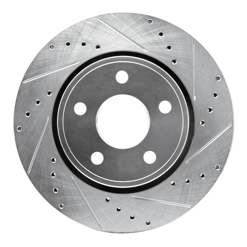 Picture of R1 05-10 Jeep Grand Cherokee Front Right Drilled & Slotted Silver Brake Rotor
