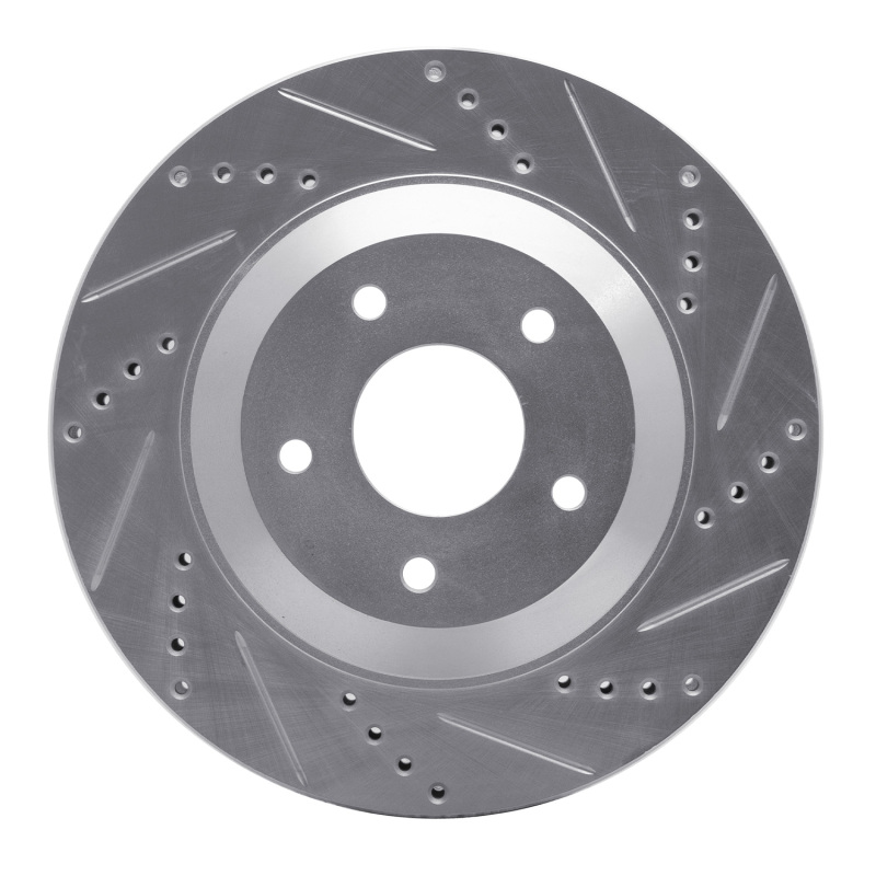 Picture of R1 97-09 Cadillac XLR Left Front Drilled & Slotted Silver Brake Rotor