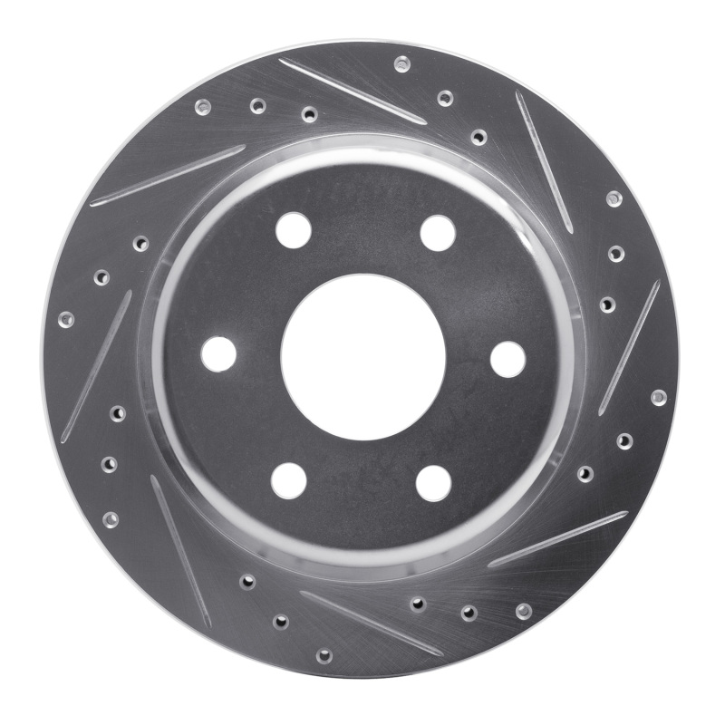 Picture of R1 00-14 Cadillac Escalade Rear Right Drilled & Slotted Silver Brake Rotor
