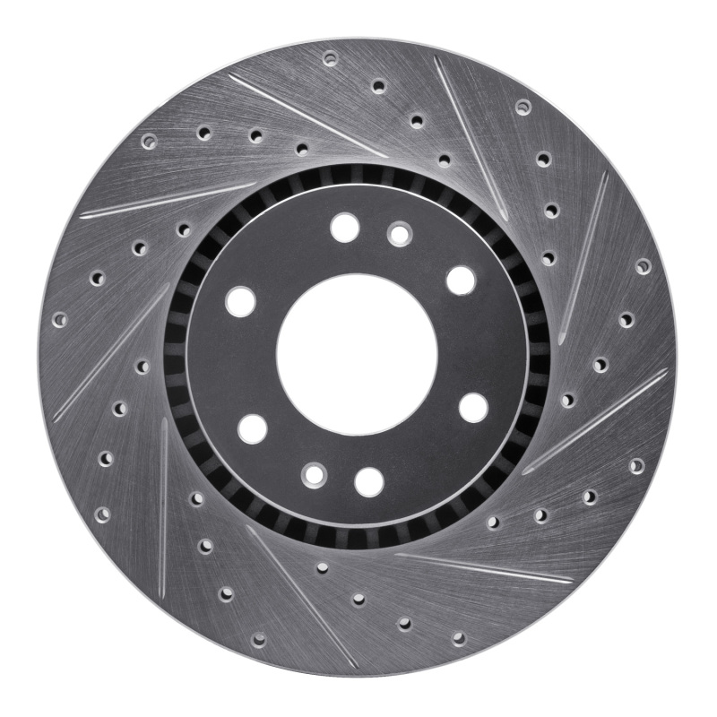 Picture of R1 02-09 Buick Rainier Front Right Drilled & Slotted Silver Brake Rotor