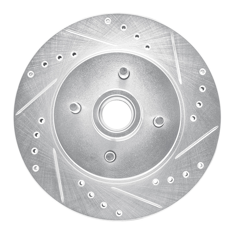 Picture of R1 87-93 Ford Mustang Front Right Drilled & Slotted Silver Brake Rotor