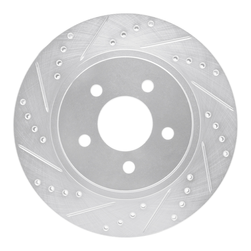 Picture of R1 05-14 Ford Mustang Rear Left Drilled & Slotted Silver Brake Rotor