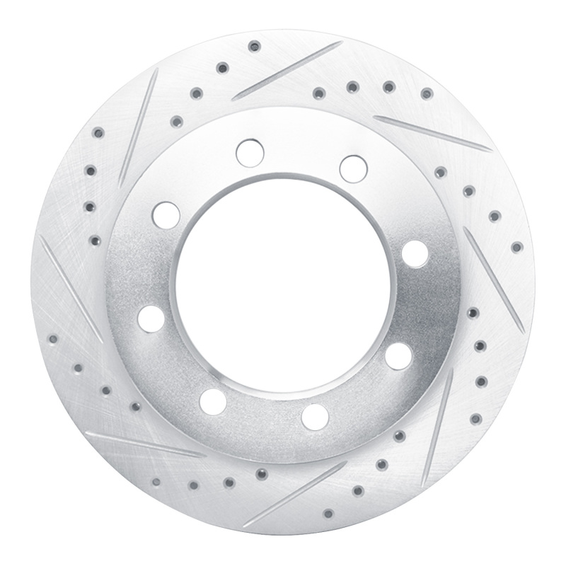 Picture of R1 95-99 Ford F-350 4WD (Excl Super Duty) Front Left Drilled & Slotted Silver Brake Rotor