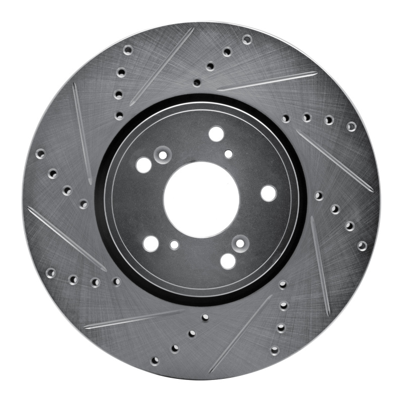 Picture of R1 14-20 Acura TLX Front Left Drilled & Slotted Silver Brake Rotor