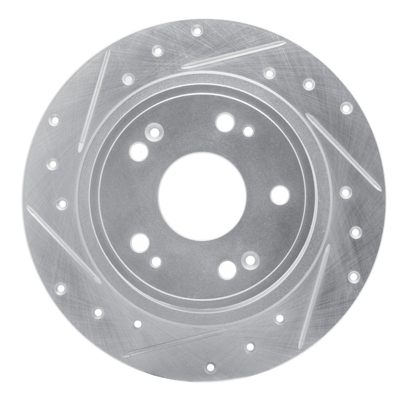 Picture of R1 05-22 Acura ILX Rear Left Drilled & Slotted Silver Brake Rotor