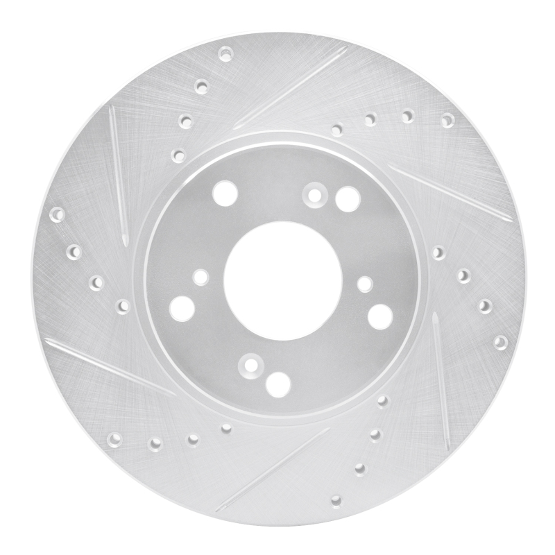 Picture of R1 98-22 Acura CSX Front Left Drilled & Slotted Silver Brake Rotor