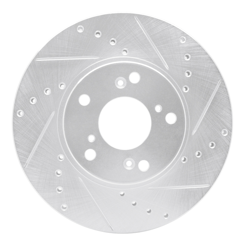 Picture of R1 98-22 Acura CSX Front Right Drilled & Slotted Silver Brake Rotor