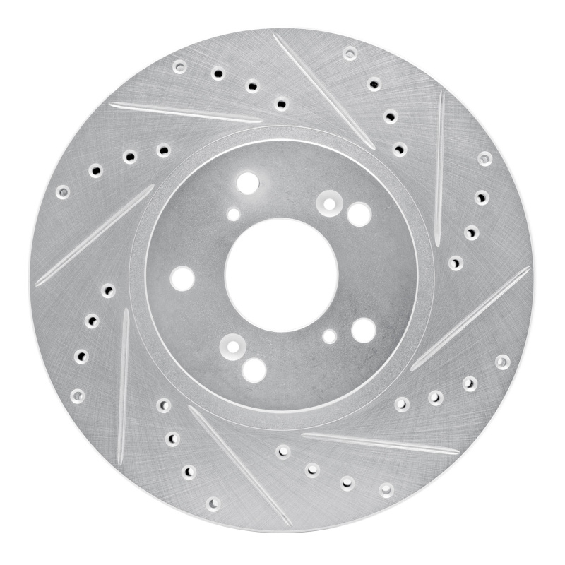 Picture of R1 99-14 Acura TSX Front Right Drilled & Slotted Silver Brake Rotor