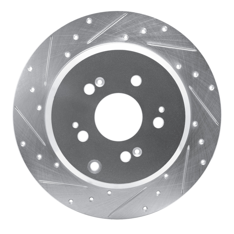 Picture of R1 07-17 Acura MDX Rear Left Drilled & Slotted Silver Brake Rotor
