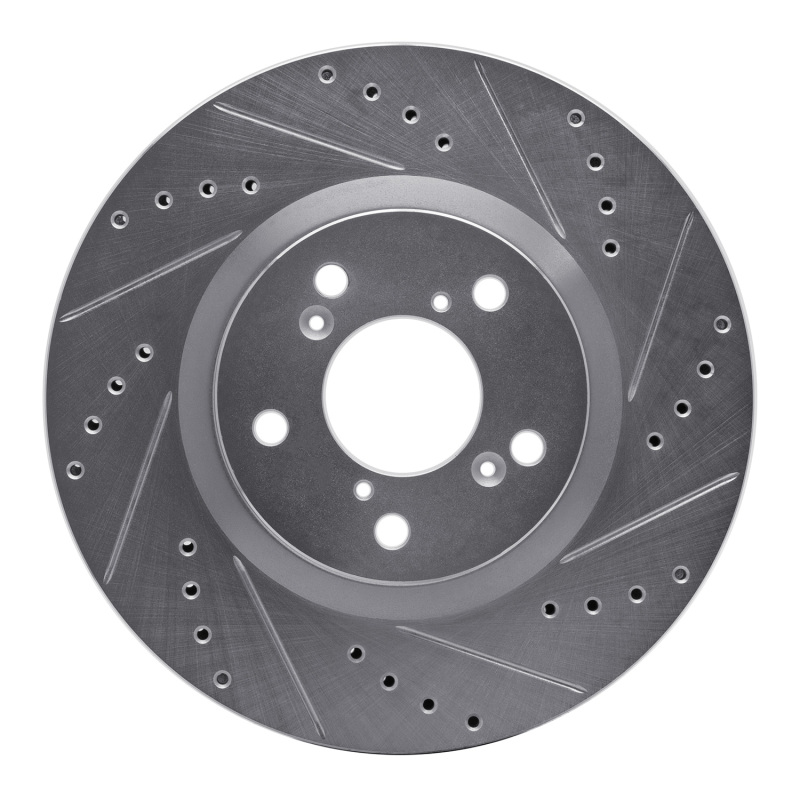 Picture of R1 09-14 Acura TL Front Right Drilled & Slotted Silver Brake Rotor
