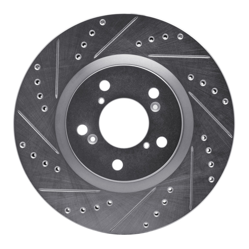 Picture of R1 09-14 Acura TL Front Left Drilled & Slotted Silver Brake Rotor