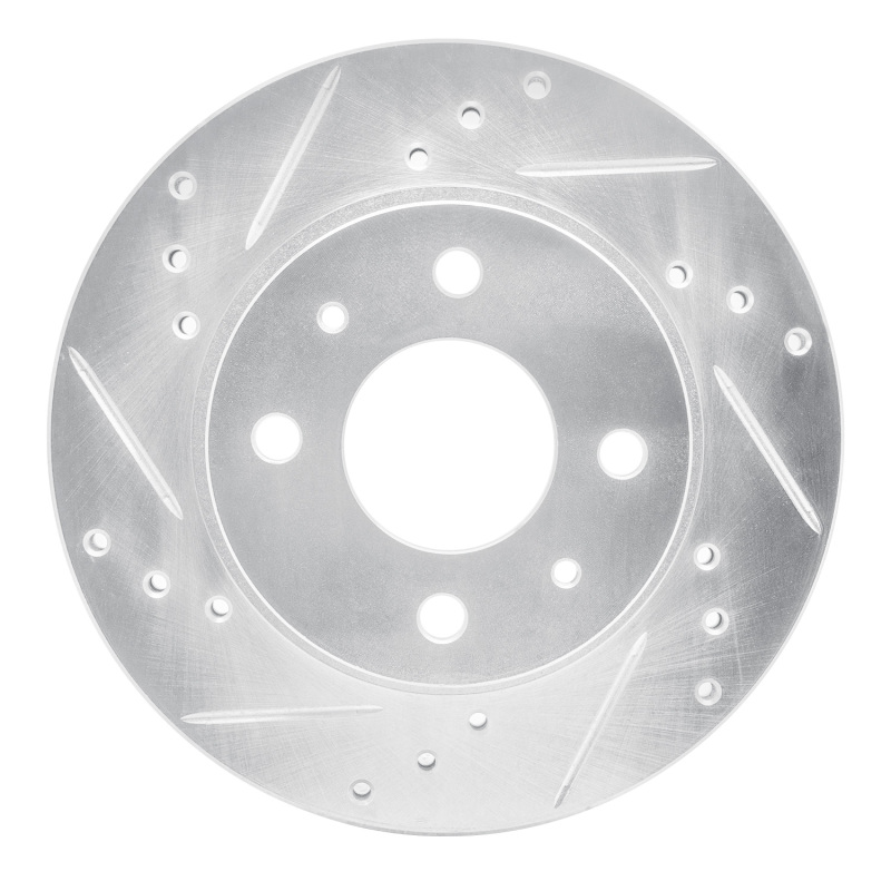 Picture of R1 86-17 Nissan NX Front Left Drilled & Slotted Silver Brake Rotor