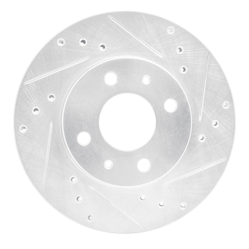 Picture of R1 88-06 Nissan NX Front Right Drilled & Slotted Silver Brake Rotor